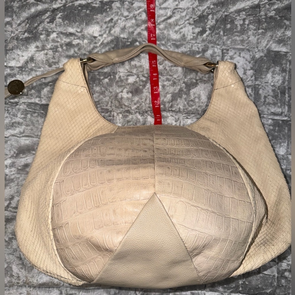 Furla Snake & Croc-Embossed Leather Slouchy Hobo Shoulder Bag — Neutral/Cream - Picture 3 of 12